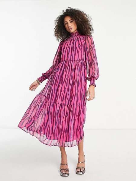Y.A.S animal maxi dress in pink 