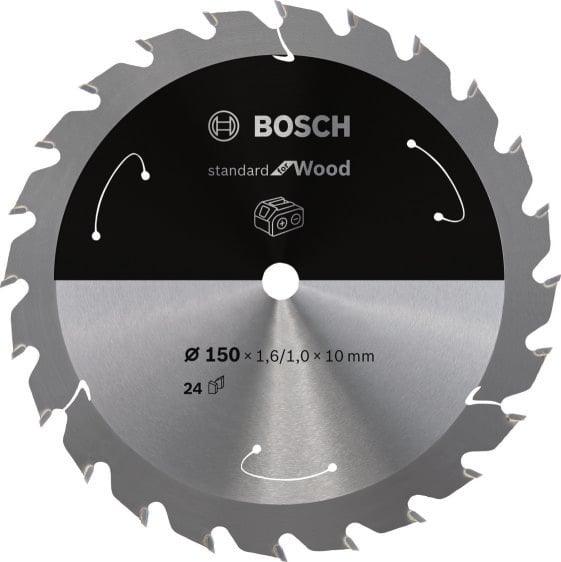 Bosch Kreissägeblatt für Akkusägen Standard for Wood, 150 x 1,6/1 x 10, 24 Zähne