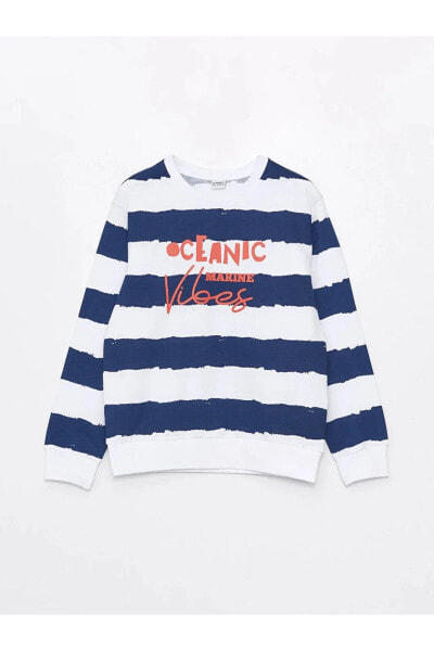 LCW Kids Bisiklet Yaka Baskılı Uzun Kollu Erkek Çocuk Sweatshirt