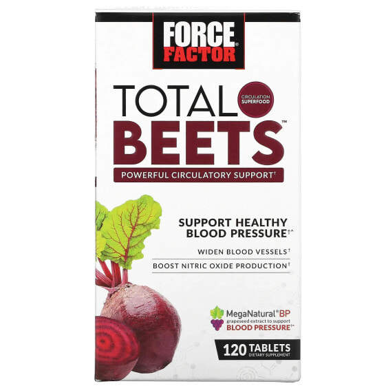 Витамины для сердца и сосудов Force Factor Total Beets, Поддержка циркуляции, 120 таблеток