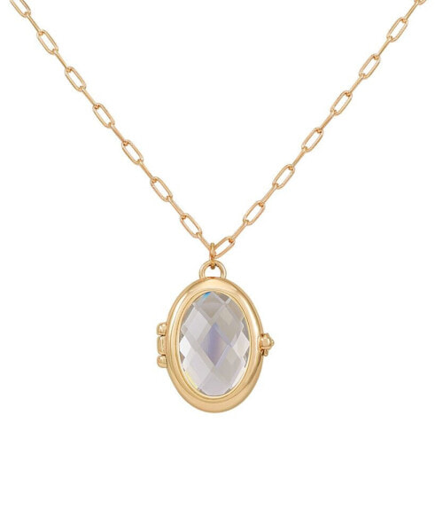 GUESS gold-Tone Removable Stone Oval Locket Pendant Necklace, 18" + 3" extender