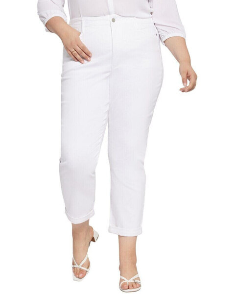 Nydj Plus High-Rise Girlfriend Optic White Jean Women's