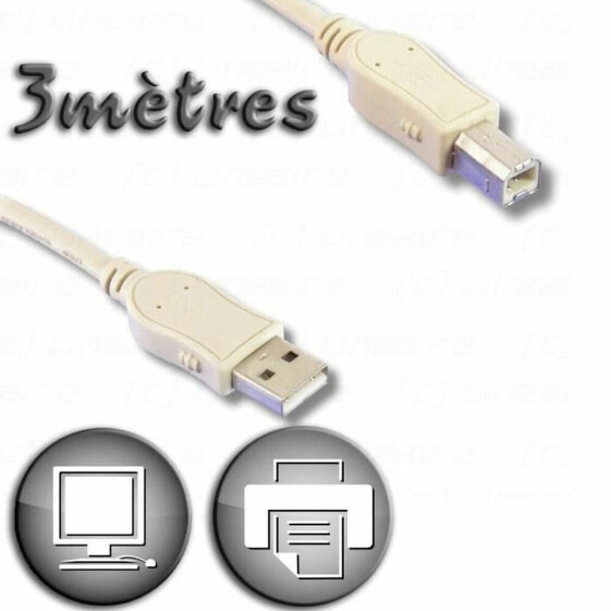 USB 2.0 A to USB B Cable Lineaire 3 m Beige