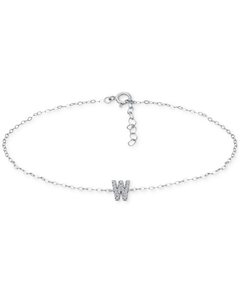 Cubic Zirconia Initial Ankle Bracelet in Sterling Silver, Created for Macys