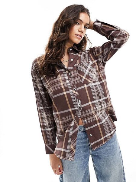 Miss Selfridge oversized shirt in brushed check