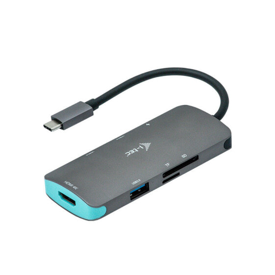 Док-станция I-Tec Metal USB-C Nano Dock 4K HDMI + Power Delivery 100 W - Wired - USB 3.2 Gen 1 (3.1 Gen 1) Type-C - 100 W - Silver - Turquoise - MicroSD (TransFlash) - SD - 3840 x 2160 pixels