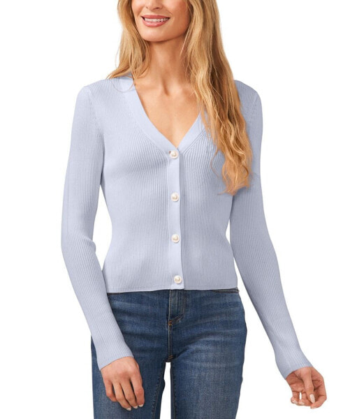 Women's Imitation Pearl Button Cardigan