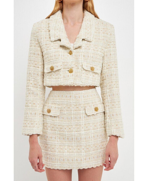 Women's Cropped Tweed Jacket