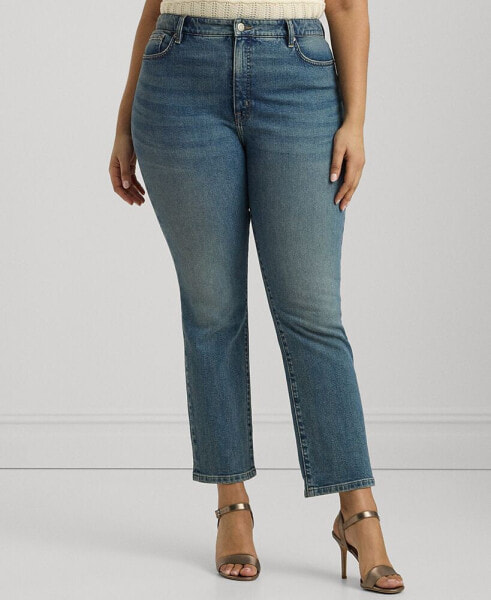 Plus Size High-Rise Straight Ankle Jeans