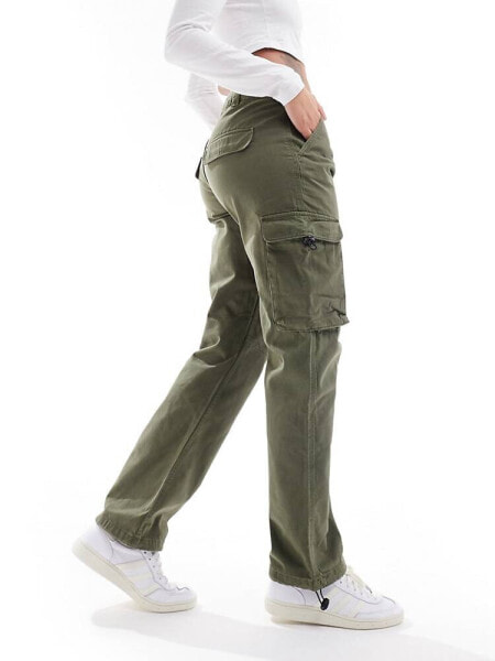 Pimkie straight leg cargo trousers in khaki