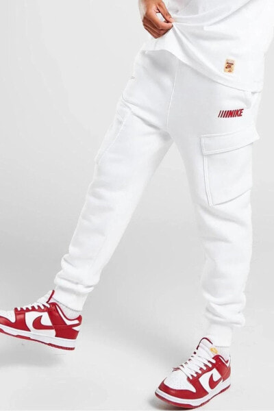 Брюки спортивные Nike Sportswear Standard Issue Fleece Белые Cargo для мужчин