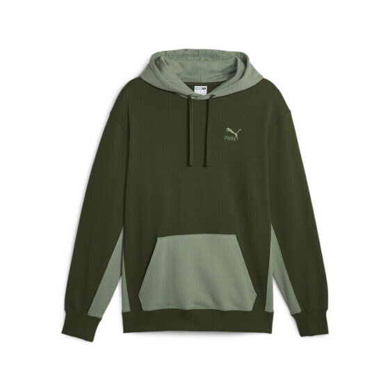 Puma Classics Block Pullover Hoodie Mens Green Casual Outerwear 53561931