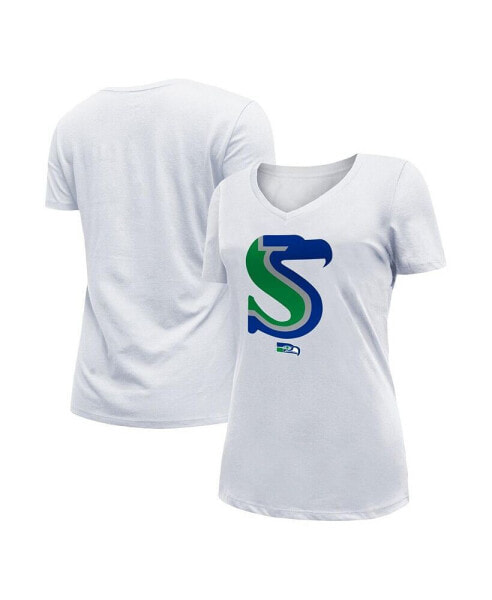 Women's White Seattle Seahawks City Originals V-Neck T-shirt
