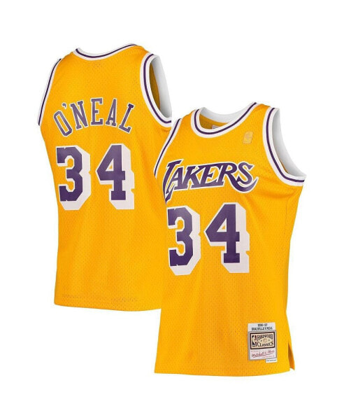 Men's Shaquille O'Neal Gold Los Angeles Lakers Hardwood Classics 1996-97 Swingman Jersey