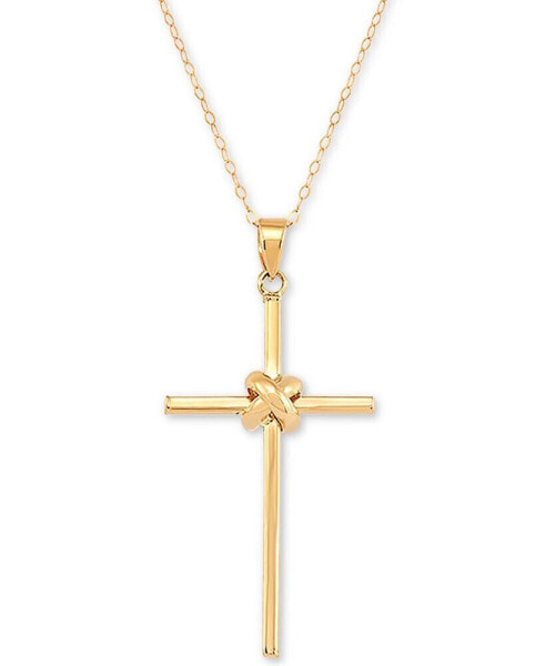 Polished Cross 18" Pendant Necklace in 14k Gold