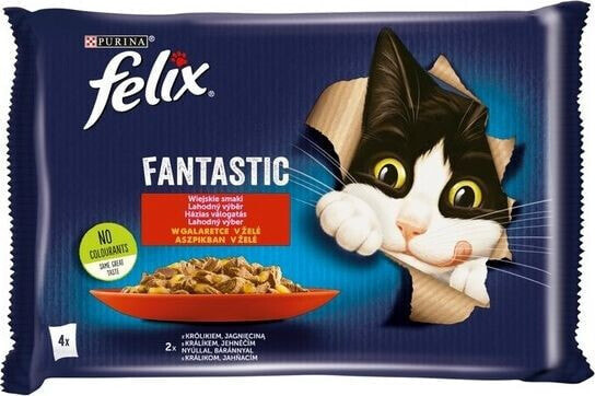 Nestle FELIX sasz.4x85g FANTASTIC KRÓLIK, JAGNIĘCINA w galaretce /12