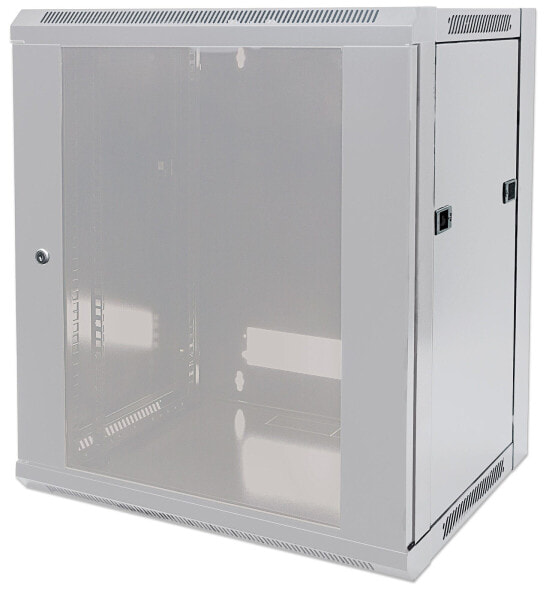 Intellinet Network Cabinet - Wall Mount (Standard) - 15U - Usable Depth 260mm/Width 510mm - Grey - Flatpack - Max 60kg - Metal & Glass Door - Back Panel - Removeable Sides - Suitable also for use on desk or floor - 19",Parts for wall install (eg screws/rawl plugs) n