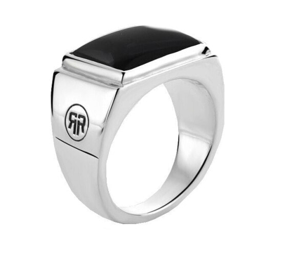 Timeless Square Onyx Lowneck Silver Ring RR-RG030-S