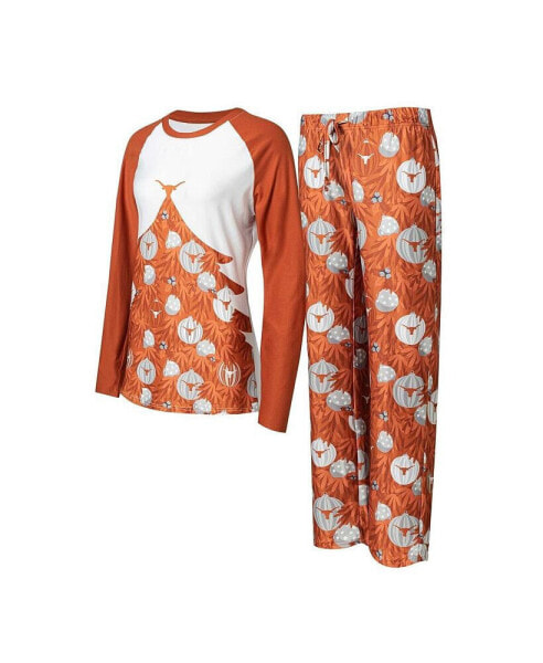 Women's Texas Orange Texas Longhorns Tinsel Ugly Sweater Long Sleeve T-shirt and Pants Sleep Set