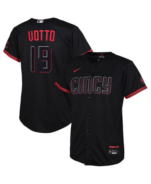 Футболка для малышей Nike Джои Вотто черная Cincinnati Reds 2023 City Connect Replica Player Jersey