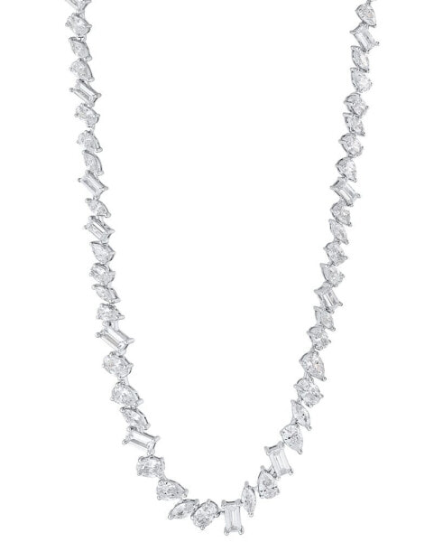 Cubic Zirconia Multi-Cut Collar Necklace in Sterling Silver, 15" + 3" extender