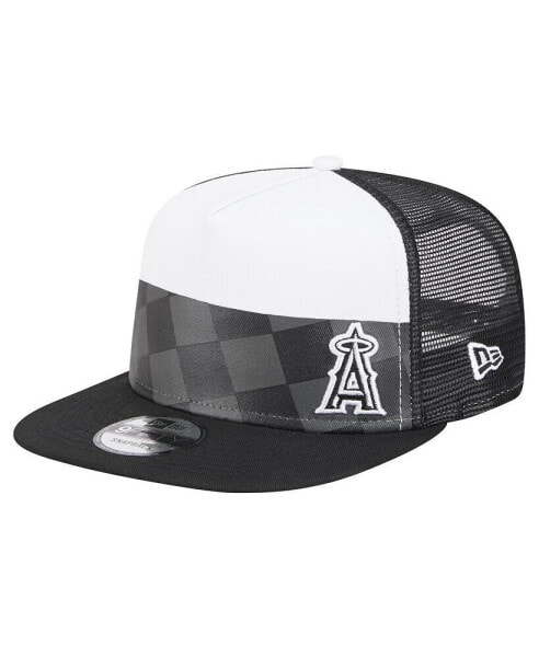 Men's Black Los Angeles Angels Checkmate Trucker 9FIFTY Snapback Hat