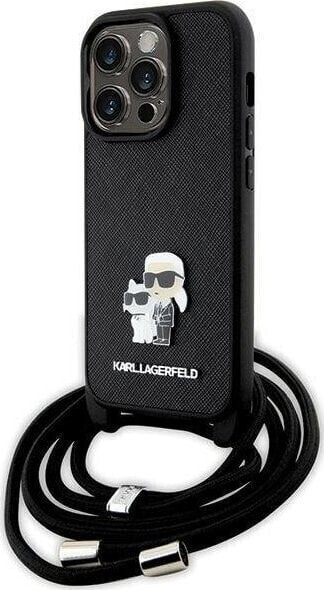 Karl Lagerfeld Etui Karl Lagerfeld KLHCP14LSAKCPSK Apple iPhone 14 Pro hardcase Crossbody Saffiano Metal czarny/black