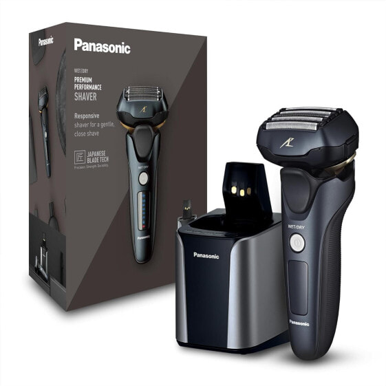 Panasonic ES-LV97-K803 Wet/Dry Razor, 5-Way Shaving Head with Linear Motor, Includes Cleaning and Charging Station, Black & ER-GN300 Nose Hair Trimmer, Flexible, Black