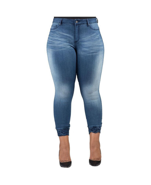 Women's Plus Size Curvy Fit Stretch Denim Cropped Ankle Jeans