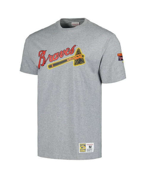 Mitchell Ness Men's Hank Aaron Heather Gray Milwaukee Braves Cooperstown Collection Legends T-Shirt