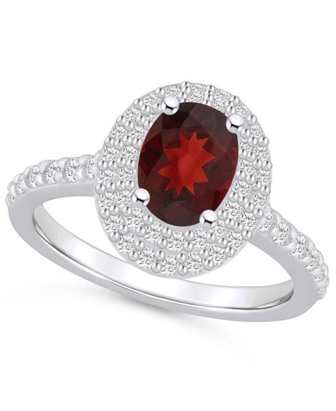 Кольцо Macy's Garnet Diamond Halo