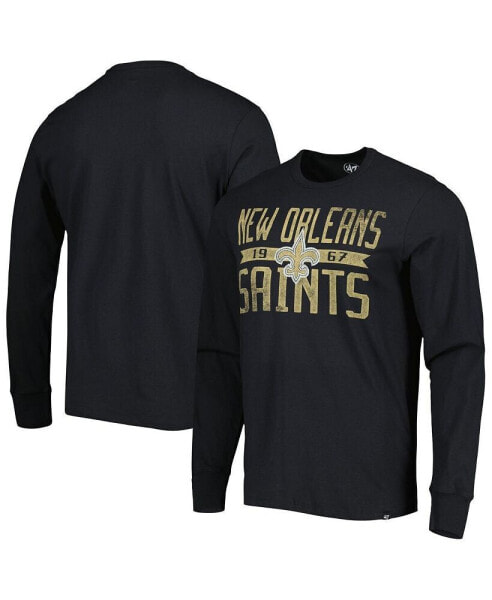 Men's Black Distressed New Orleans Saints Brand Wide Out Franklin Long Sleeve T-shirt