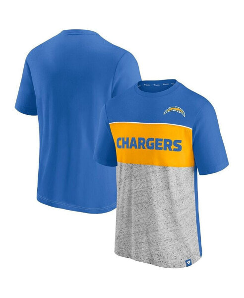 Men's Powder Blue and Heathered Gray Los Angeles Chargers Colorblock T-shirt