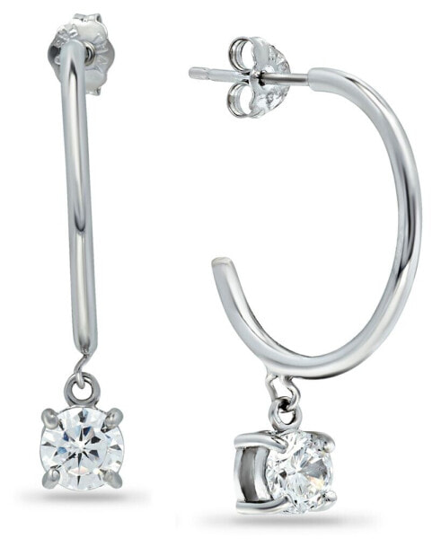 Cubic Zirconia Dangle Hoop Earrings in 18k Gold-Plated Sterling Silver, Created for Macy's