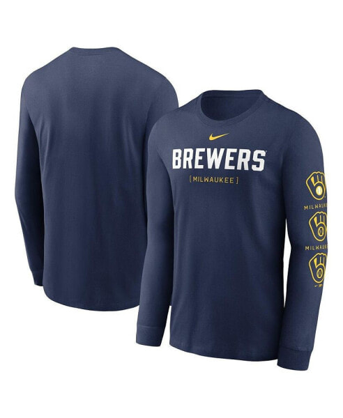 Men's Navy Milwaukee Brewers Repeater Long Sleeve T-shirt