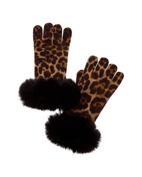 Варежки sofiacashmere Leopard Print Cashmere Gloves
