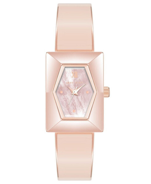 Women's Quartz Rose Gold-Tone Alloy with Blush Enamel Bangle Watch, 20.5mm