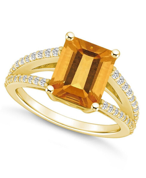 Citrine and Diamond Accent Ring in 14K Yellow Gold