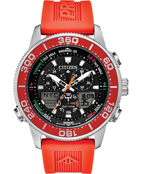 Eco-Drive Men's Promaster Sailhawk Analog-Digital Orange Polyurethane Strap Watch 44mm