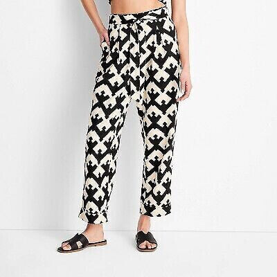 Women's Geo Print High-Waisted Tie-Front Trousers - Future Collective with