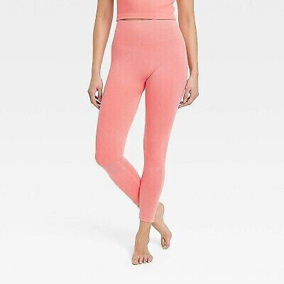 Women's High-Rise Ribbed Seamless 7/8 Jeggings - JoyLab Coral Pink XL