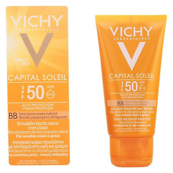 Vichy Capital Soleil Tinted Dry Touch Face Fluid Spf Солнцезащитный BB флюид для лица, выравнивающий тон кожи, для чувствительной и жирной кожи 50 мл