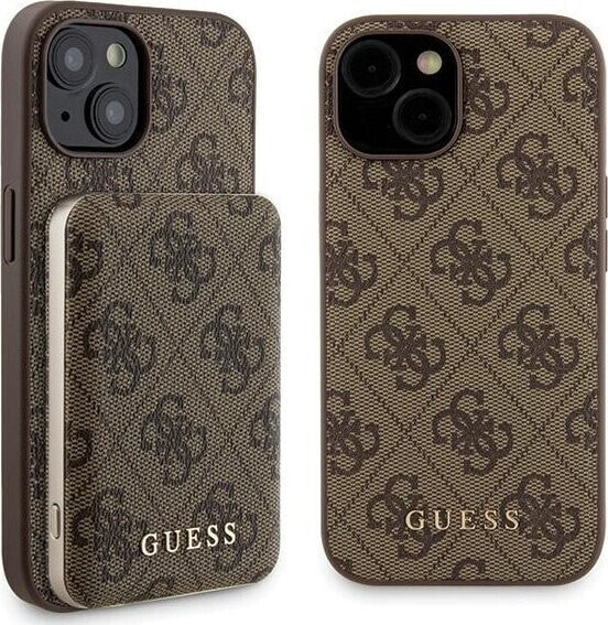 Guess Zestaw Guess GUBPM5P15S4GEMGW Apple iPhone 15 hardcase + Powerbank 5000mAh MagSafe 4G Metal Logo brązowy/brown