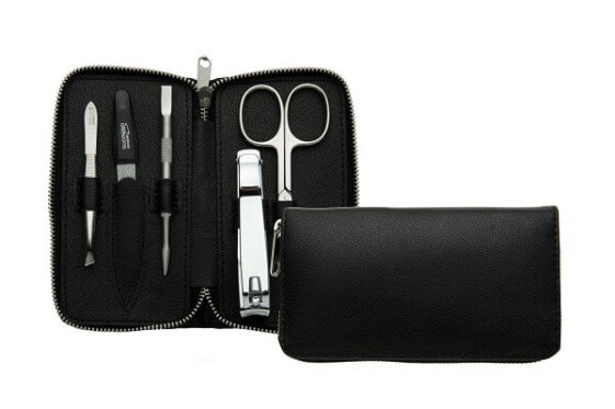  Маникюрный набор для мужчин Solingen Premium Line Manicure Set for Men 6 предметов в черном кожаном футляре