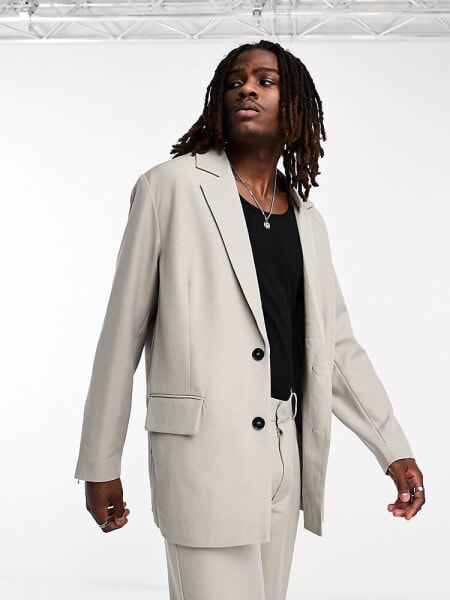 ADPT oversized suit jacket in grey 