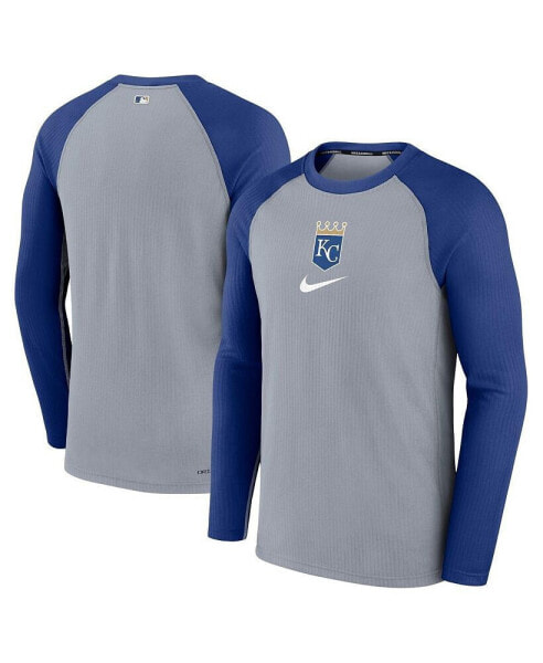 Men's Gray Kansas City Royals Authentic Collection Game Raglan Performance Long Sleeve T-shirt