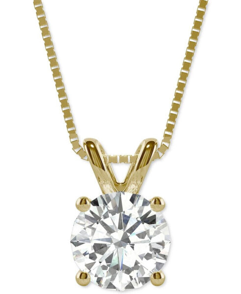 Charles & Colvard moissanite Solitaire Pendant 1 ct. t.w. Diamond Equivalent in 14k White or Yellow Gold