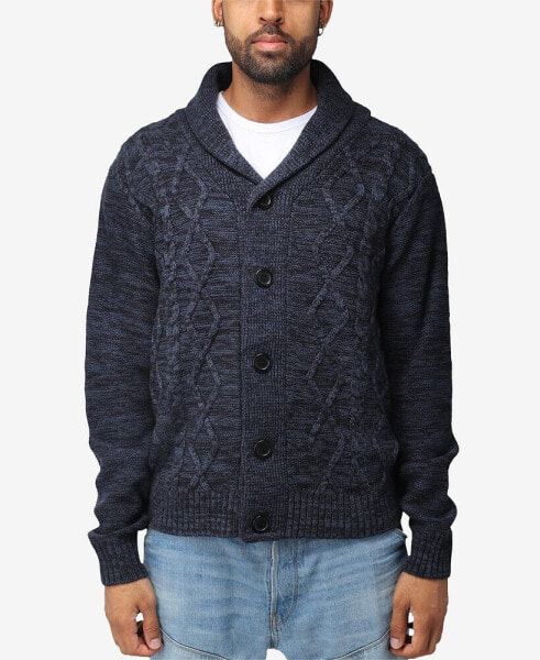 Men's Shawl Collar Cable Knit Cardigan