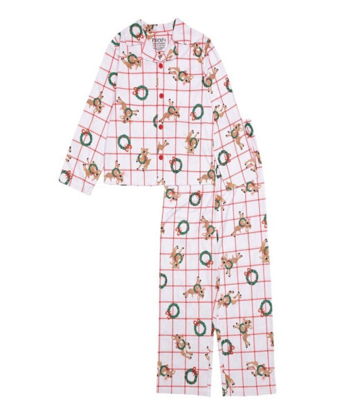 Little Boy Holiday Sibling Sleep Collared 2-Piece Set