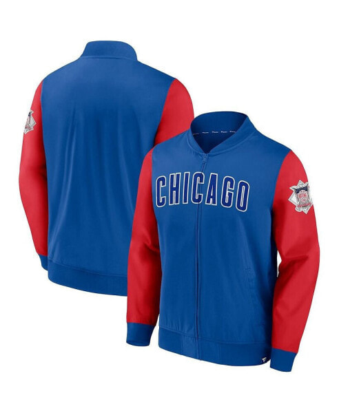 Men's Royal, Red Chicago Cubs Iconic Record Holder Woven Full-Zip Bomber Jacket